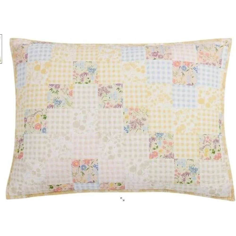 Martha Stewart Checkered Floral Standard Sham 100% Cotton 20 in x 28 in - Macy's